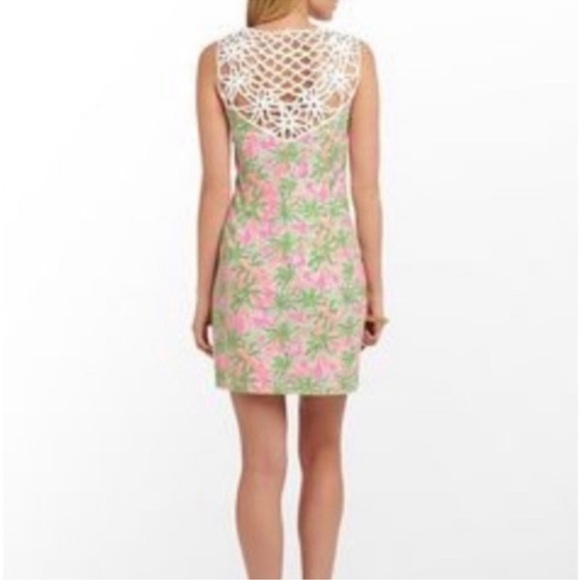 Lilly Pulitzer Lacina Dress Nibbles Carrot Print Lattice Neckline - Picture 6 of 13